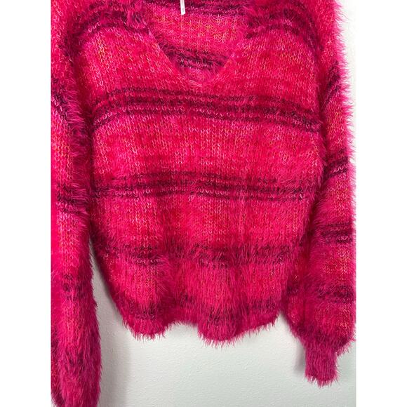 Free People Gelato Pullover Fuzzy Sweater Pink Sz Small - Picture 5 of 9
